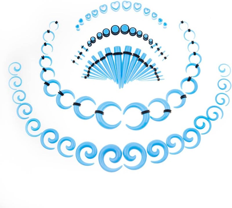 Linkning Store Ear Stretching Kit 84 PCS Spiral Taper Gauges Heart Tunnels Plugs Acrylic Expander Sets14G-00G Body piercing jewelry for ears - Image 1